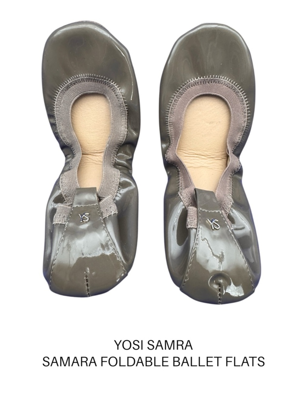 Yosi Samra Samara Foldable Ballet Flats Womens Glossy Gray